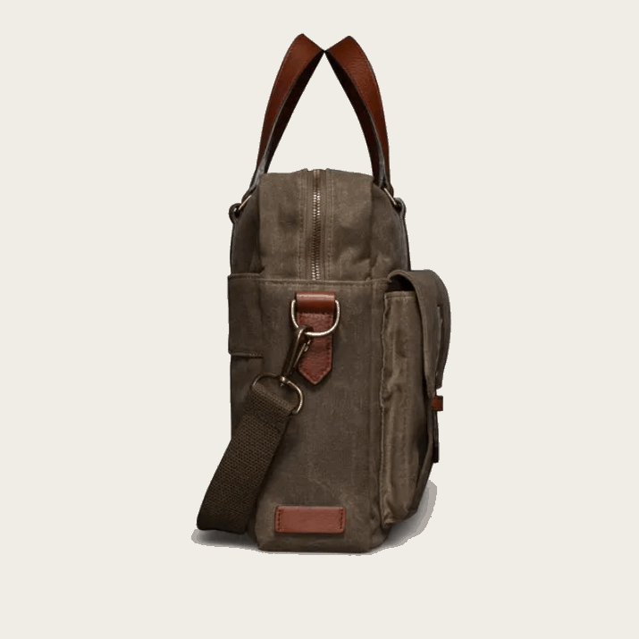 Moss Waxed Canvas Briefcase Tecovas 62NN80