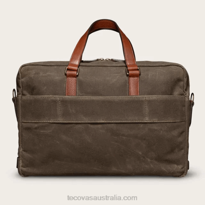 Moss Waxed Canvas Briefcase Tecovas 62NN80
