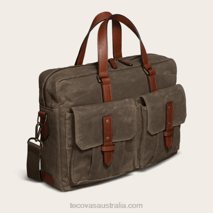 Moss Waxed Canvas Briefcase Tecovas 62NN80