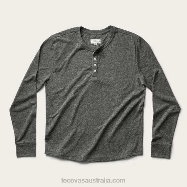 Men Charcoal Heather Tri-Blend Henley Tecovas 62NN33
