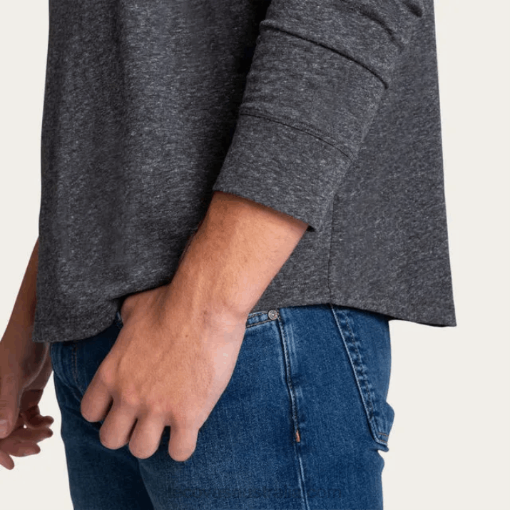 Men Charcoal Heather Tri-Blend Henley Tecovas 62NN33