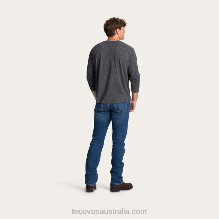 Men Charcoal Heather Tri-Blend Henley Tecovas 62NN33