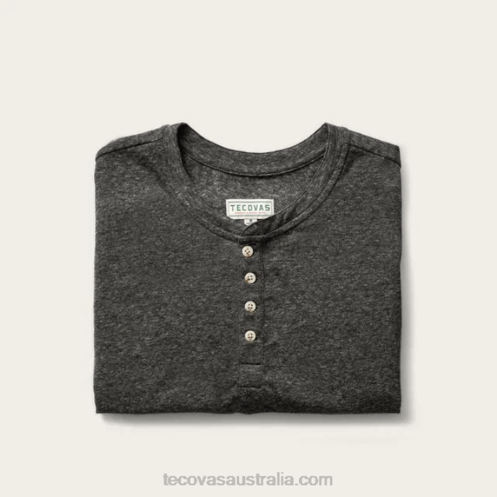 Men Charcoal Heather Tri-Blend Henley Tecovas 62NN33