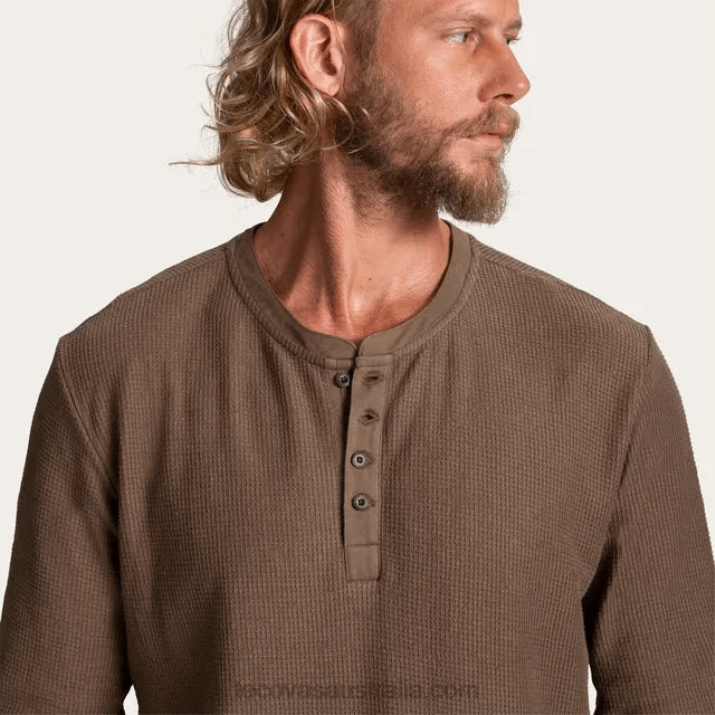 Men Teak Waffle Henley Tecovas 62NN34