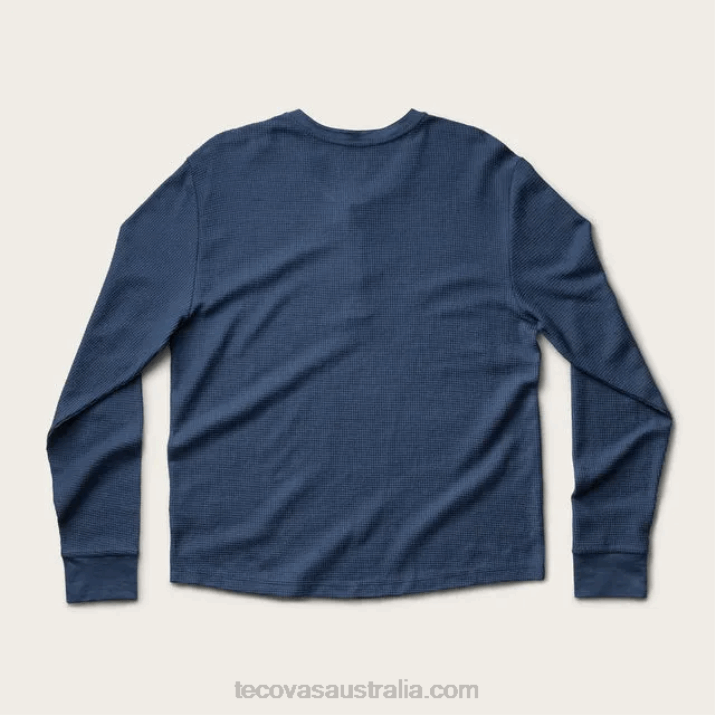 Men Washed Navy Waffle Henley Tecovas 62NN35