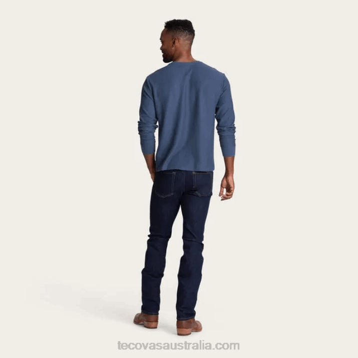 Men Washed Navy Waffle Henley Tecovas 62NN35