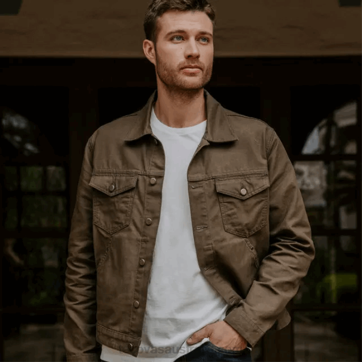 Men Beech Waxed Canvas Trucker Jacket Tecovas 62NN14