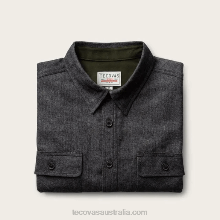 Men Charcoal Heather Flannel Overshirt Tecovas 62NN24