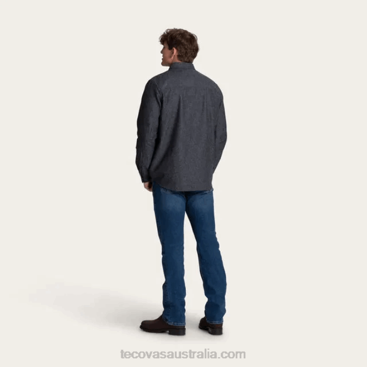 Men Charcoal Heather Flannel Overshirt Tecovas 62NN24