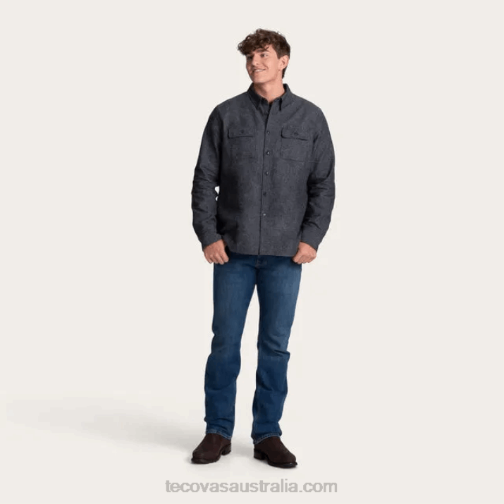 Men Charcoal Heather Flannel Overshirt Tecovas 62NN24