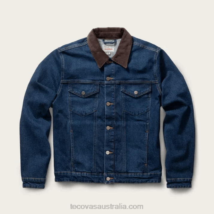 Men Dark Denim Trucker Jacket Tecovas 62NN12