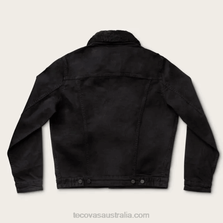 Men Jet Black Overnight Trucker Jacket Tecovas 62NN19