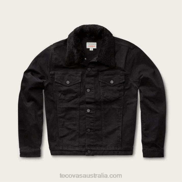 Men Jet Black Overnight Trucker Jacket Tecovas 62NN19