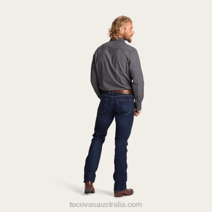 Men Gray Denim Pearl Snap Tecovas 62NN22