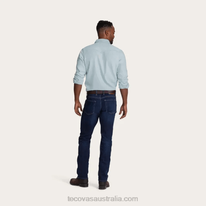 Men Light Blue Denim Pearl Snap Tecovas 62NN21