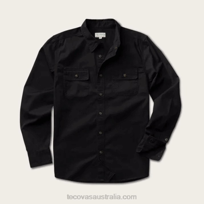 Men Charcoal Cotton Twill Button Down Tecovas 62NN46
