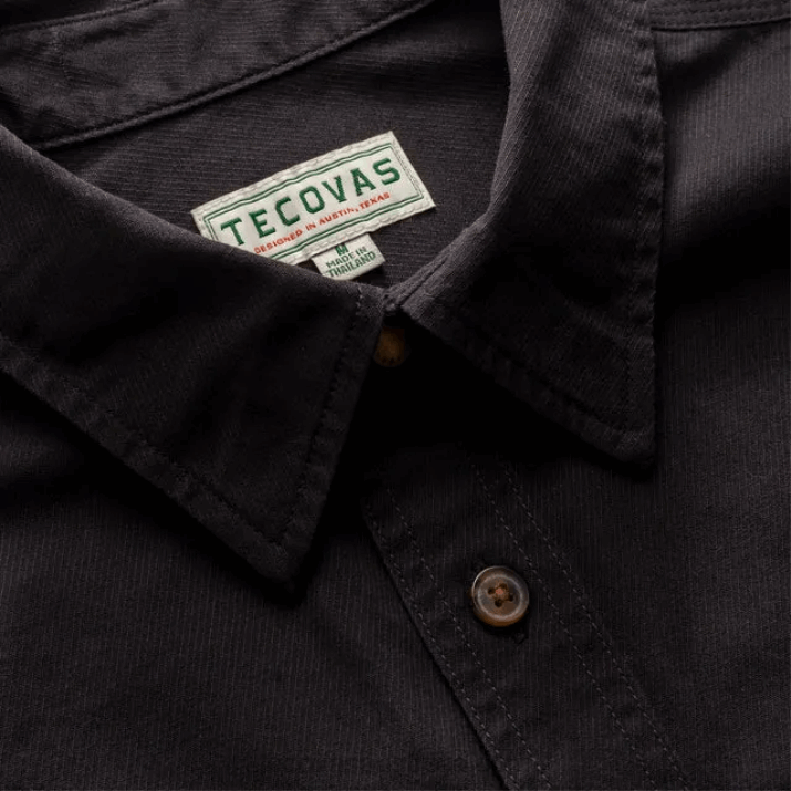 Men Charcoal Cotton Twill Button Down Tecovas 62NN46
