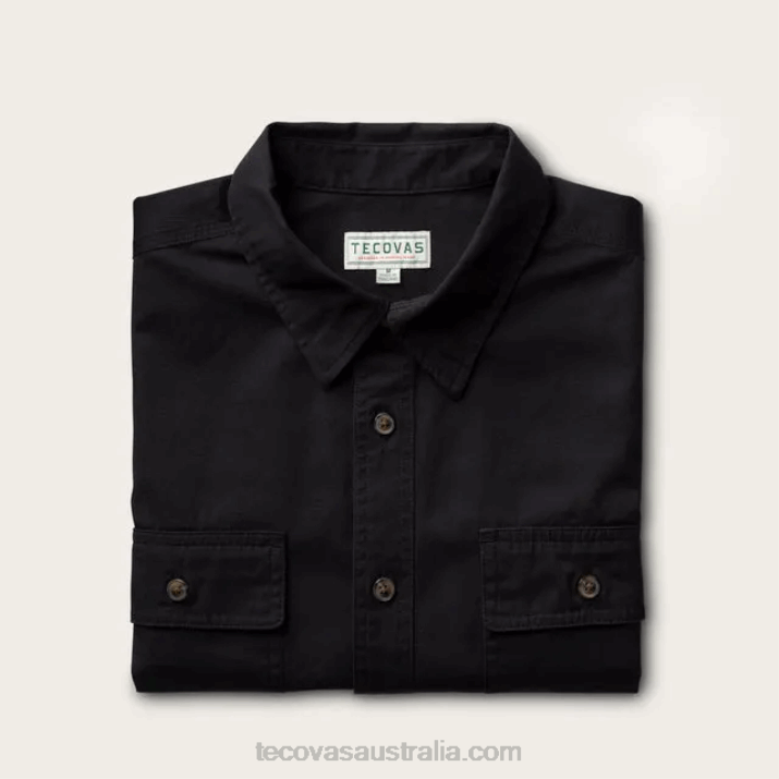 Men Charcoal Cotton Twill Button Down Tecovas 62NN46