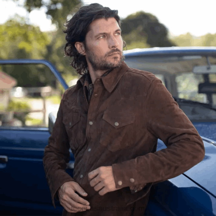Men Coffee Goat Suede Overshirt Tecovas 62NN11