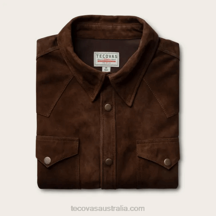 Men Coffee Goat Suede Overshirt Tecovas 62NN11