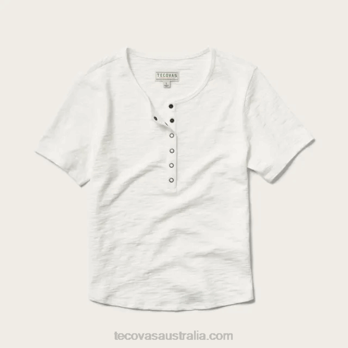 Women Bone Short Sleeve Cotton Slub Henley Tecovas 62NN156