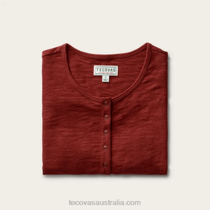 Women Brick Long Sleeve Cotton Slub Henley Tecovas 62NN159