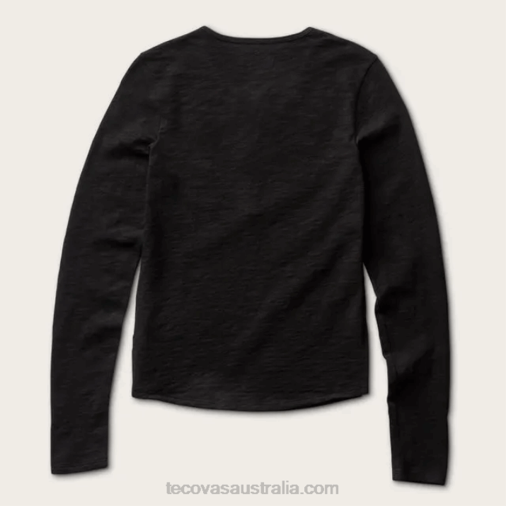 Women Onyx Long Sleeve Cotton Slub Henley Tecovas 62NN161