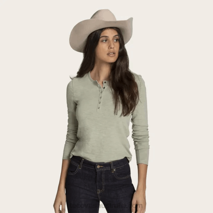 Women Sagebrush Long Sleeve Cotton Slub Henley Tecovas 62NN160