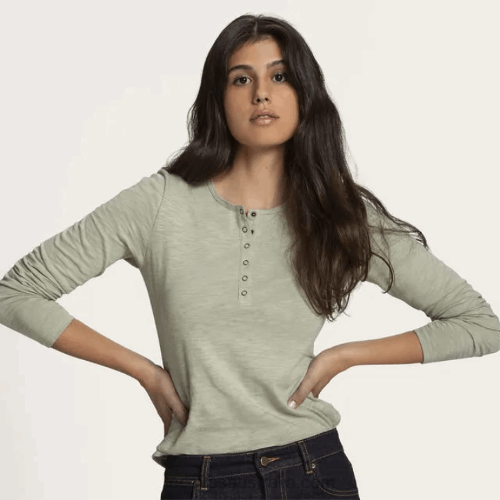 Women Sagebrush Long Sleeve Cotton Slub Henley Tecovas 62NN160
