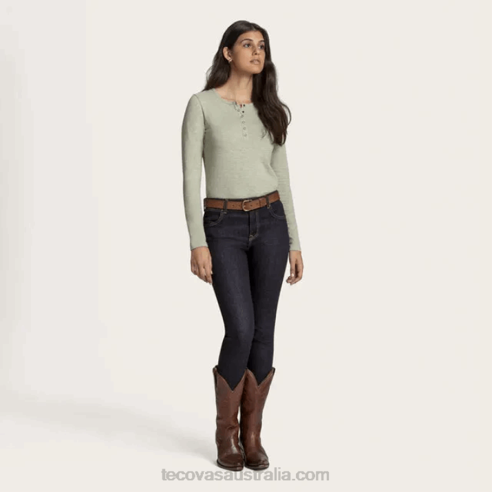 Women Sagebrush Long Sleeve Cotton Slub Henley Tecovas 62NN160