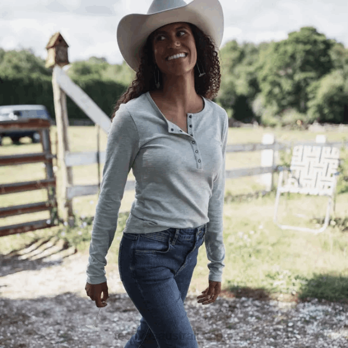 Women Sagebrush Long Sleeve Cotton Slub Henley Tecovas 62NN160