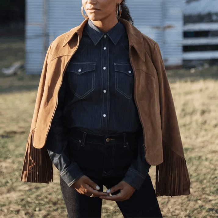Women Cider Suede Fringe Jacket Tecovas 62NN145