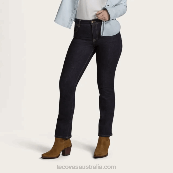 Women Ink Blue High-Rise Straight Jean Tecovas 62NN166