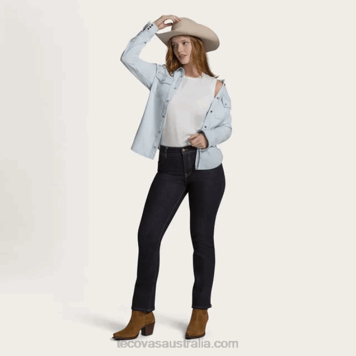 Women Ink Blue High-Rise Straight Jean Tecovas 62NN166