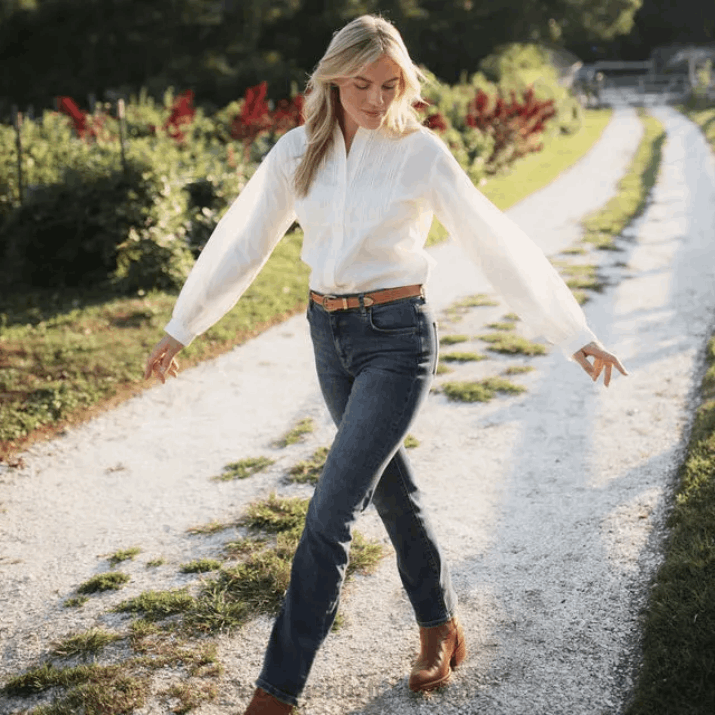 Women River Blue High-Rise Straight Jean Tecovas 62NN167
