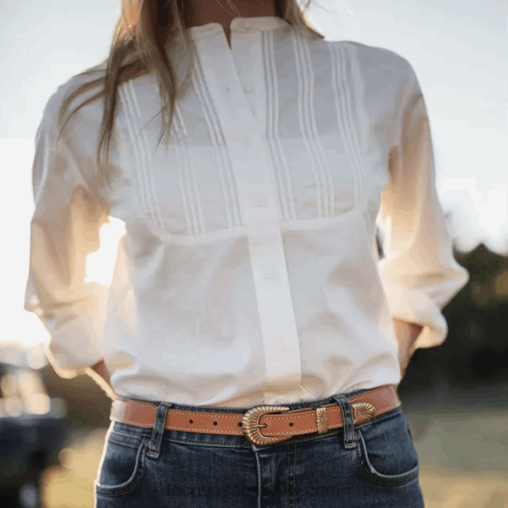 Women Bone Solid Button Down Tecovas 62NN152