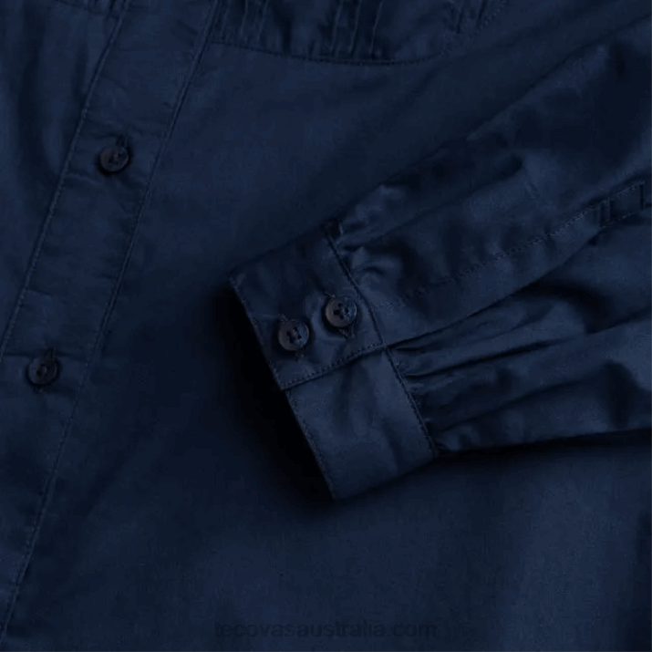 Women Indigo Solid Button Down Tecovas 62NN153