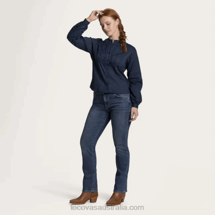 Women Indigo Solid Button Down Tecovas 62NN153