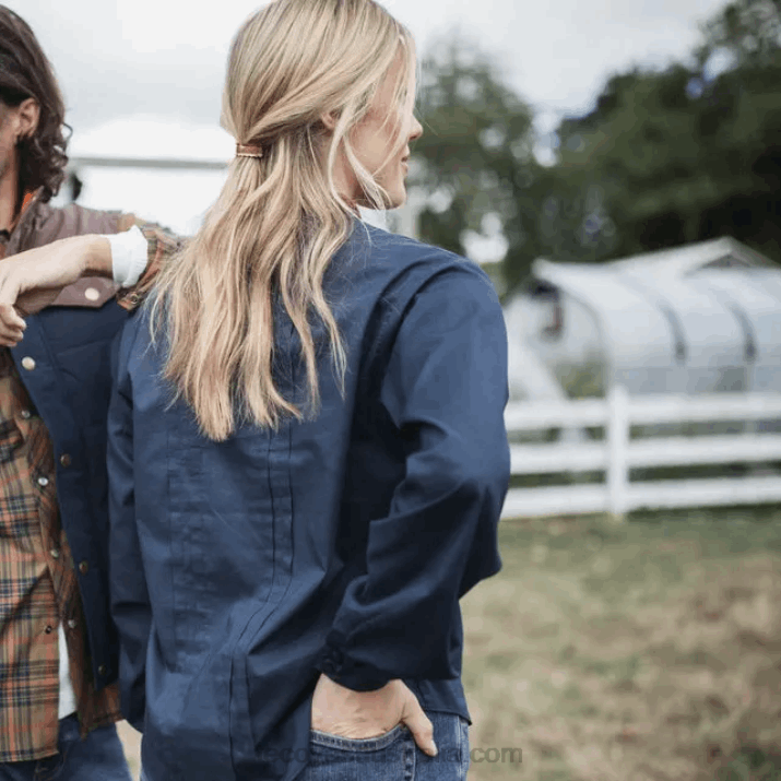 Women Indigo Solid Button Down Tecovas 62NN153