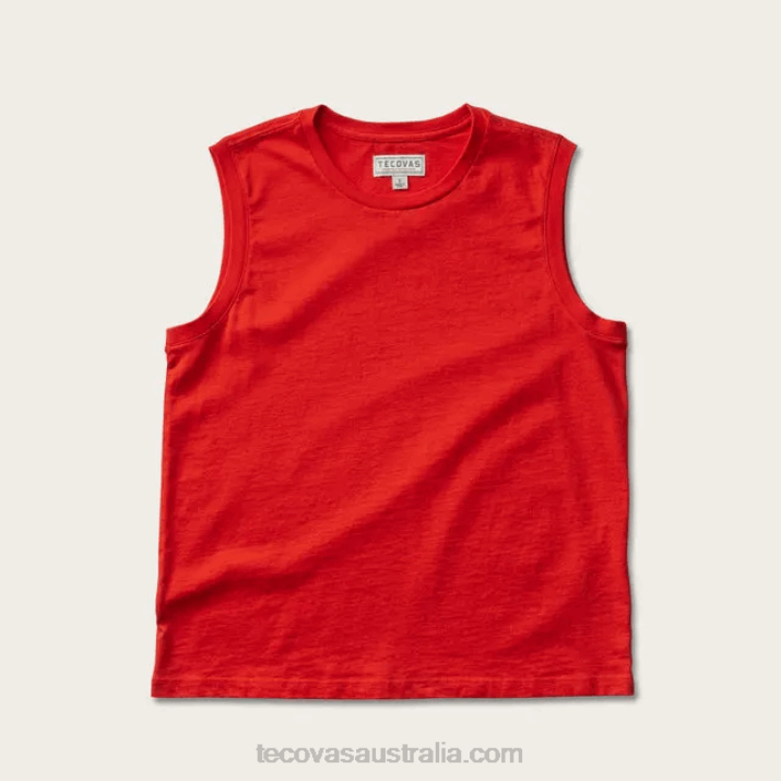 Women Red Orange Muscle Tank Tecovas 62NN148
